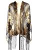 Adult Female Costumes to Hire - Sequin Scarf Shawl - Black & Gold